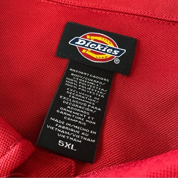 NEW! DICKIES Mens Solid Red Short Sleeve Performance Polo Shirt - Picture 5 of 12